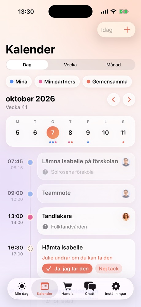 The calendar with this week's events