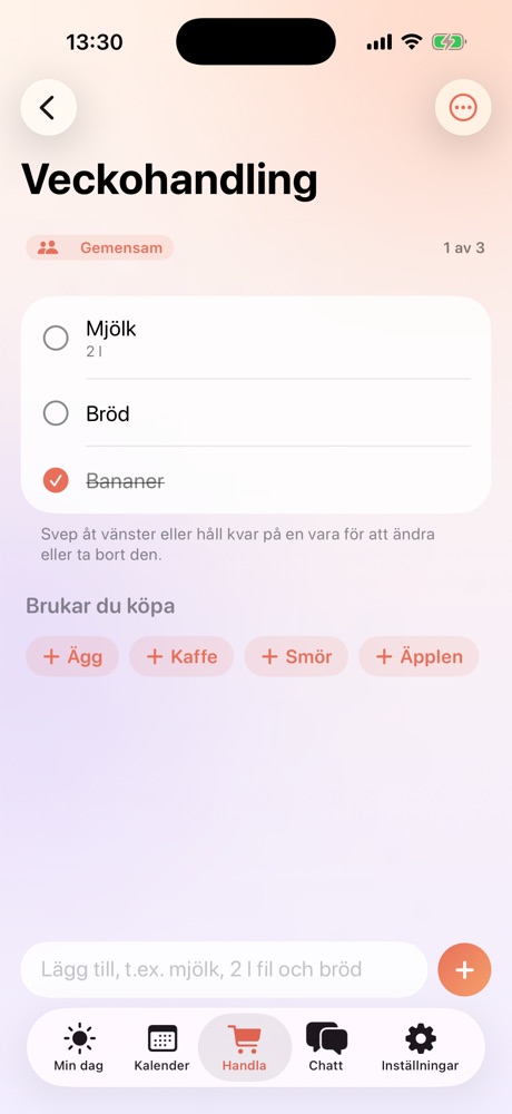 A shared shopping list